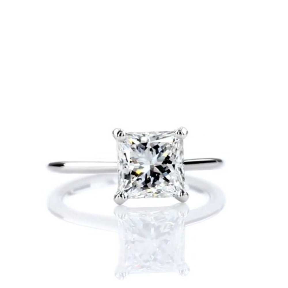 3.00 Ct Princess Brilliant Cut Moissanite Ring